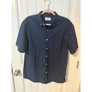 Old Navy Navy Blue Polka Dot Short Sleeve Button Down Shirt Size L